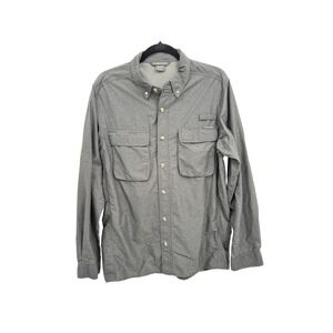 ExOfficio Button Down Men Medium Gray Halo Long Sleeve Fishing Shirt Vented